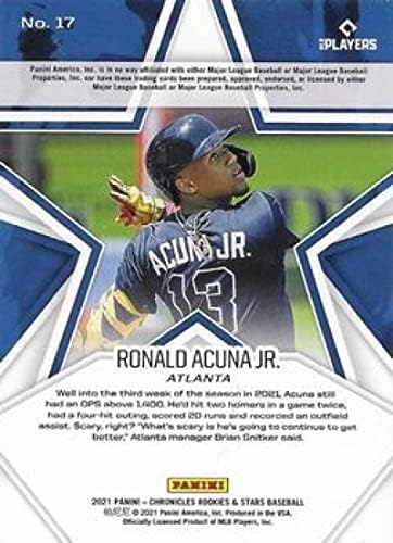 2021 Panini Chronicles טירונים וכוכבים 17 רונלד אקונה ג'וניור אטלנטה ברייבס רשמי MLB PA מסחר בייסבול במצב גולמי