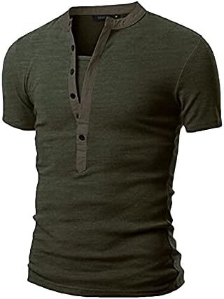 חולצת הנלי של גברים מזדמנים רזים מתאימים חולצות שרוול קצר