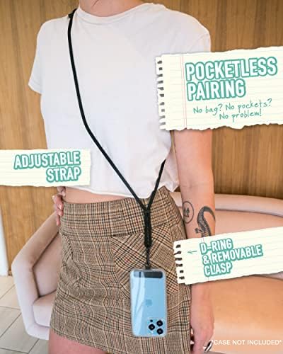שרוך טלפון חכם - Case Clinger - מחזיק אייפון אוניברסלי עם רצועת צוואר כתף צלבית ניתנת לניתוק - חבל שחור מתכוונן