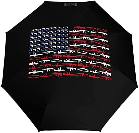 רובים של דגל אמריקאי מטריית נסיעות אטומה לרוח 3 קפלים מטרייה מתקפלת אוטומטית לגברים נשים
