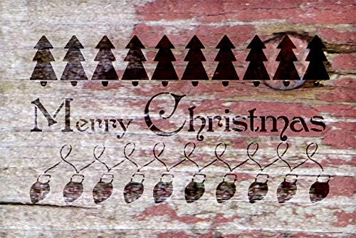 חג מולד שמח-עצים ואורות סטנסיל מאת סטודיו12 / תבנית מיילר לשימוש חוזר / השתמש לצביעת שלטי עץ-משטחים-כרית-עיצוב