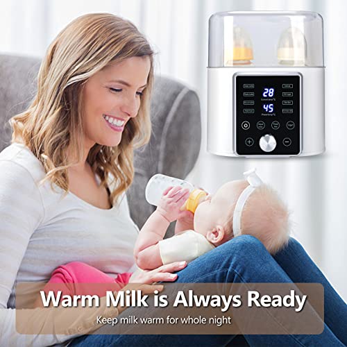 מחמם בקבוקי תינוקות, מחמם בקבוקי 8 ב -1 לחלב אם או פורמולה עם בקרת טמפרטורה חכמה וטיימר, מחמם מזון מהיר לתינוקות והפשרה