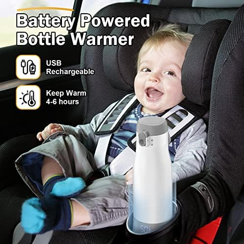 נייד מים חם, אלווד בקבוק חם עבור תינוק נוסחה, חלב, חלב אם, 10.8 אונקיה נסיעות מים חם נטענת עם מדויק טמפ בקרת תצוגת, להתחמם