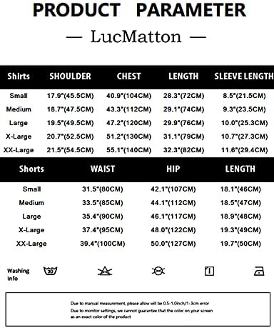 תלבושות הדפסה נמתחות של Lucmatton Mean's 2 חלקים תלבושות של היפסטר כפתור שרוול קצר מטה ומכנסיים קצרים