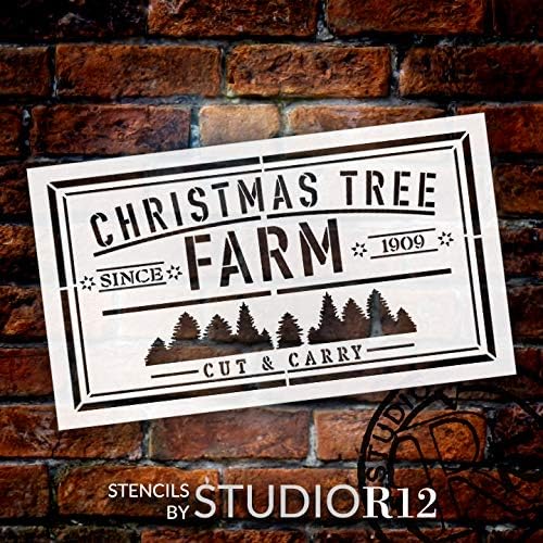 חוות עץ חג המולד מאז 1909 לחתוך ולשאת סטנסיל על ידי סטודיו12 / מתנה לעיצוב בית עשה זאת בעצמך / מלאכה וצבע עץ סימן לשימוש