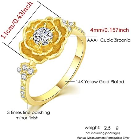 3 ד פרחוני זירקון מיקרוסט טבעת בציר מעודן פרח גבירותיי טבעת לנשים תכשיטי מתנות מקרית טבעות