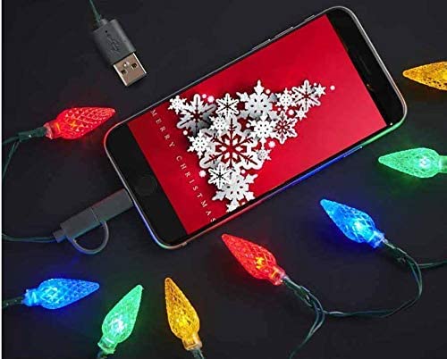 FW Zone Zon USB כבל מטען טלפון אור חג המולד, Multicicoror 10 מגולגל 50 אינץ 'תואם טלפון 5 ~ 11 סדרה 1 יחסי מין