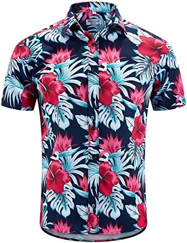 J & Dhuasha חולצות הוואי גברים כפתור מזדמן