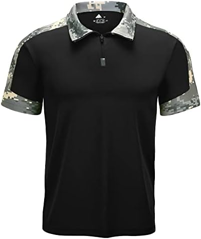 חולצות טקטיות של Zity לגברים חולצות גולף צבאיות שרוול קצר עם חולצת טריקו צבאית של צווארונים