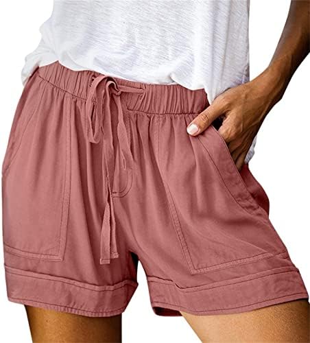 במצוקה ז ' אן מכנסיים נשים נשים מכנסיים קצרים כותנה גבוהה אלסטי מותן קפלים לפרוע חמוד מכנסיים קצרים חוף זורם