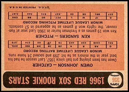 1966 Topps 356 RED SOX טירונים קן סנדרס/אוון ג'ונסון בוסטון רד סוקס NM Red Sox