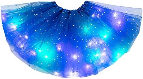שכבת נשים קפלים רשת LED רשת של אורות חצרות 3 חצאיות חצאיות נפוחות בלרינה לנשים טרנדיות עם מפלגה בהירה