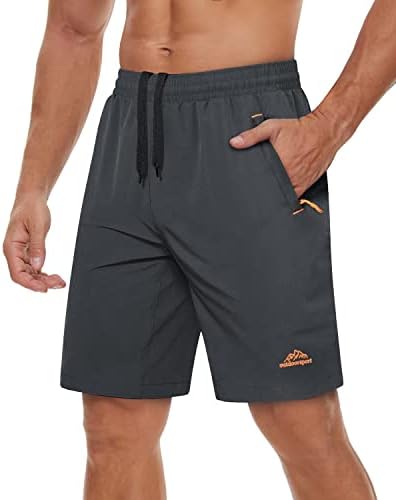 מכנסי טיול רגליים של Tacvasen מגברים מהיר יבש כושר יבש מכנסי אימון אימונים קצרים עם כיסי רוכסן