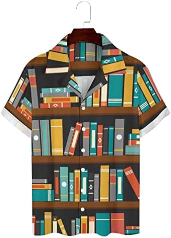 ספריית ספר מדף מזדמן גברים של קובני חולצה הוואי למעלה עבור חוף קיץ קצר שרוול