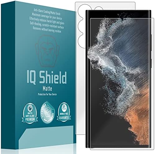 IQshield Matte גוף מלא עור תואם ל- Samsung Galaxy S23 Ultra 5G, כולל מגן מסך אנטי-בוהק וסרט אנטי-בועל