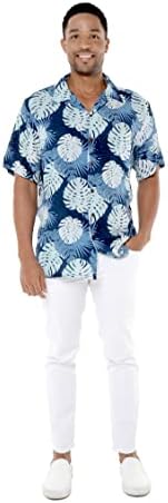זוג הניתן להתואם חולצת הוואי לואו או סרבל צווארון V עם כיסים ב Pacific Palm Navy