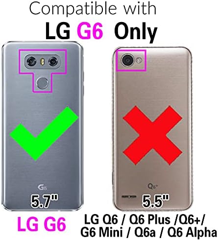 תואם ל- LG G6 ארנק מארז מגן מסך זכוכית מחוסמת ומחזיק כרטיסי כיסוי עור רוכסן עמדת תאים לאביזרי תא עבור LGG6 THINQ