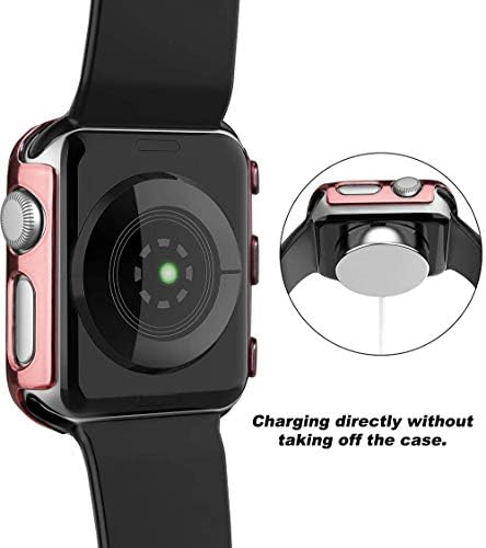 Secbolt 40 ממ תואם פס Apple Watch עם מגן מסך זכוכית מחוסמת מובנית- מסביב למארז ההגנה לסדרת IWatch SE 6/5/4, זהב