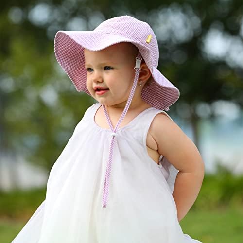 Dasmini תינוק ופעוט רחב כובעי שמש שוליים עד 50+ כובע דלי הגנה על שמש כובע מתכוונן חמוד