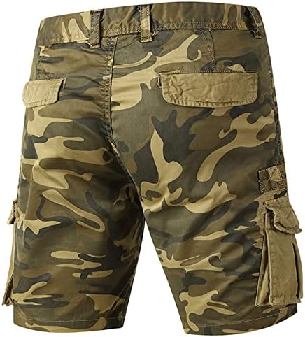 הסוואה מכנסיים קצרים מטען לגברים מקרית רב כיס צבאי קצר כושר רגוע קל משקל הסוואה מכנסיים קצרים ללא חגורה