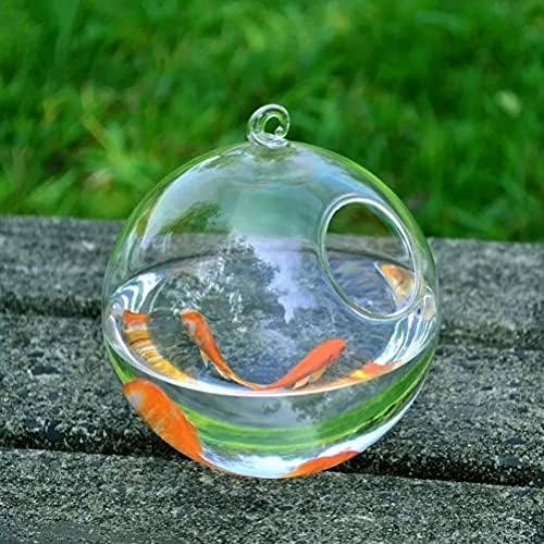 Uxzdx cujux 1set צורה עגולה צורה תלויה זכוכית אקווריום קערת דגים מיכל דגים פרח פרח אגרטל אגרטל שקוף זכוכית כדורית