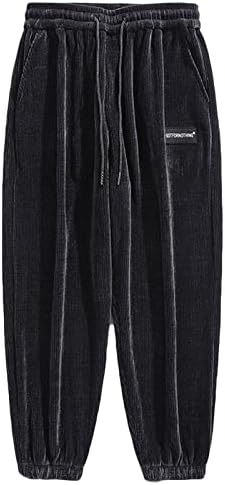 גברים של מכנסי טרנינג בתוספת גודל רוכסן כיס מכנסיים מטען רחב רגל מכנסיים אלסטי מותניים ספורט מזדמן מלא אורך מכנסיים