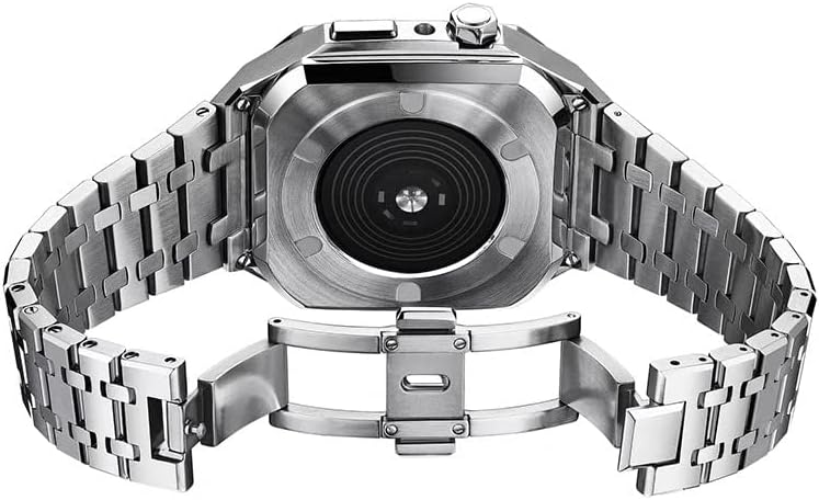 ערכת שינוי יוקרה של CNHKAU ערכת לוח זנב פס לאפל Watch Series 8 7 6 5 4 SE 45 ממ רצועת נירוסטה רצועת שיפוץ Mod ערכת מתכת להקה