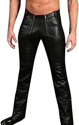 שחור עור מכנסיים בתוספת גודל פו עור פו מכנסיים רוכסן מזדמן אופנה מכנסיים