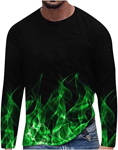 חולצות ספורט לגברים תלת מימד הדפסה דיגיטלית עגול צוואר עגול שרוול ארוך סווול מסלול כושר חולצה חולצה רופפת