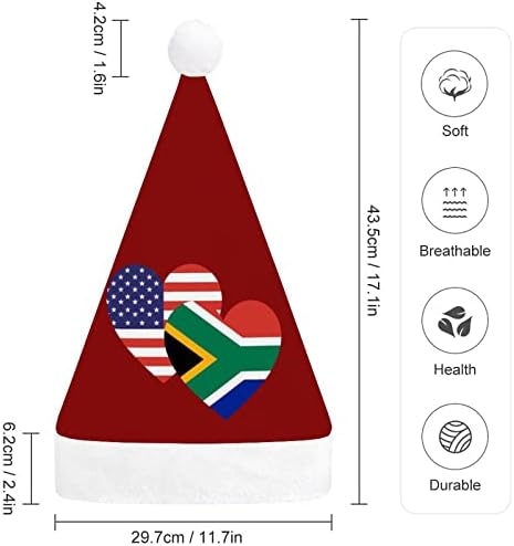 דרום אפריקה אמריקאי לב דגל חג המולד כובע סנטה כובע מצחיק חג המולד כובעי חג מסיבת כובעי עבור נשים / גברים