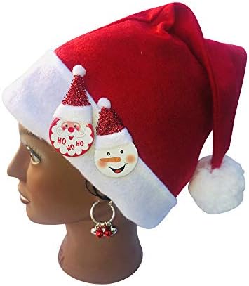 כובע סנטה, סיכות כפתור כובע חג ועגילי פעמון חגיגיים