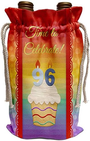 3drose בוורלי טרנר עיצוב הזמנה ליום הולדת - קאפקייק, מספר נרות, זמן, חוגגים הזמנה בת 96 - תיק יין