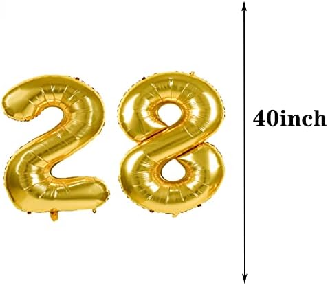יום הולדת 28 בלון קישוטי יום הולדת 28 זהב 28 בלונים שמחים מסיבת יום הולדת 28 ציוד מספר 28 נייר כסף בלוני מילר