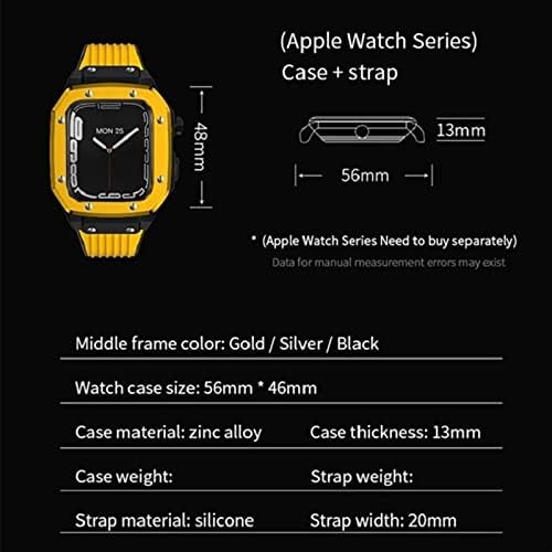 מארז שעון סגסוגת Houcy לסדרת Apple Watch 7 6 5 4 SE 45 ממ 42 ממ 44 ממ מתכת יוקרה גומי נירוסטה שעון שעון שעון
