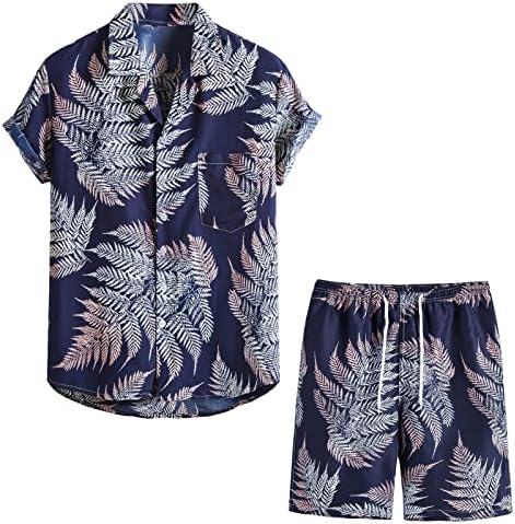 BMISEGM גברים קיץ חולצות T גברים אביב קיץ 2 חתיכות חליפה חוף חוף מודפס חולצה שרוול קצר
