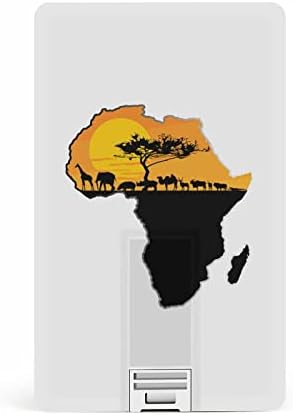 בעלי חיים אפריקאים מעל מפה של אפריקה USB 2.0 מכשירי פלאש מכשירי זיכרון צורה של כרטיס אשראי