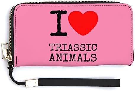 אני אוהב בעלי החיים נשים ארנק עור מפוצל נסיעות ארוך ארנק גדול קיבולת תיק אשראי כרטיס מחזיק עם רצועת צמיד