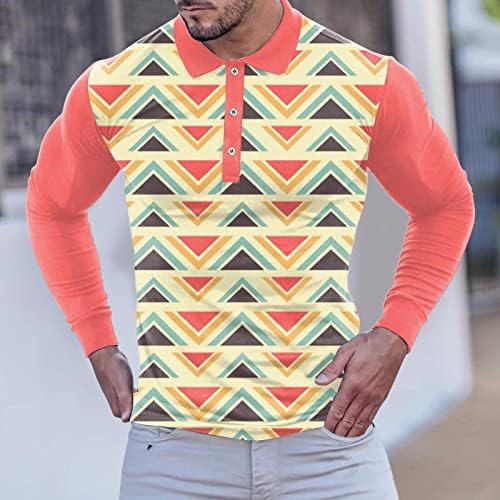 ZDDO 3D חולצות פולו דיגיטליות לגברים, גרפי מצחיק כפתור הדפסה כפתור צוואר שריר צוואר רזה מתאים לחולצת מעצבת ספורט טניס
